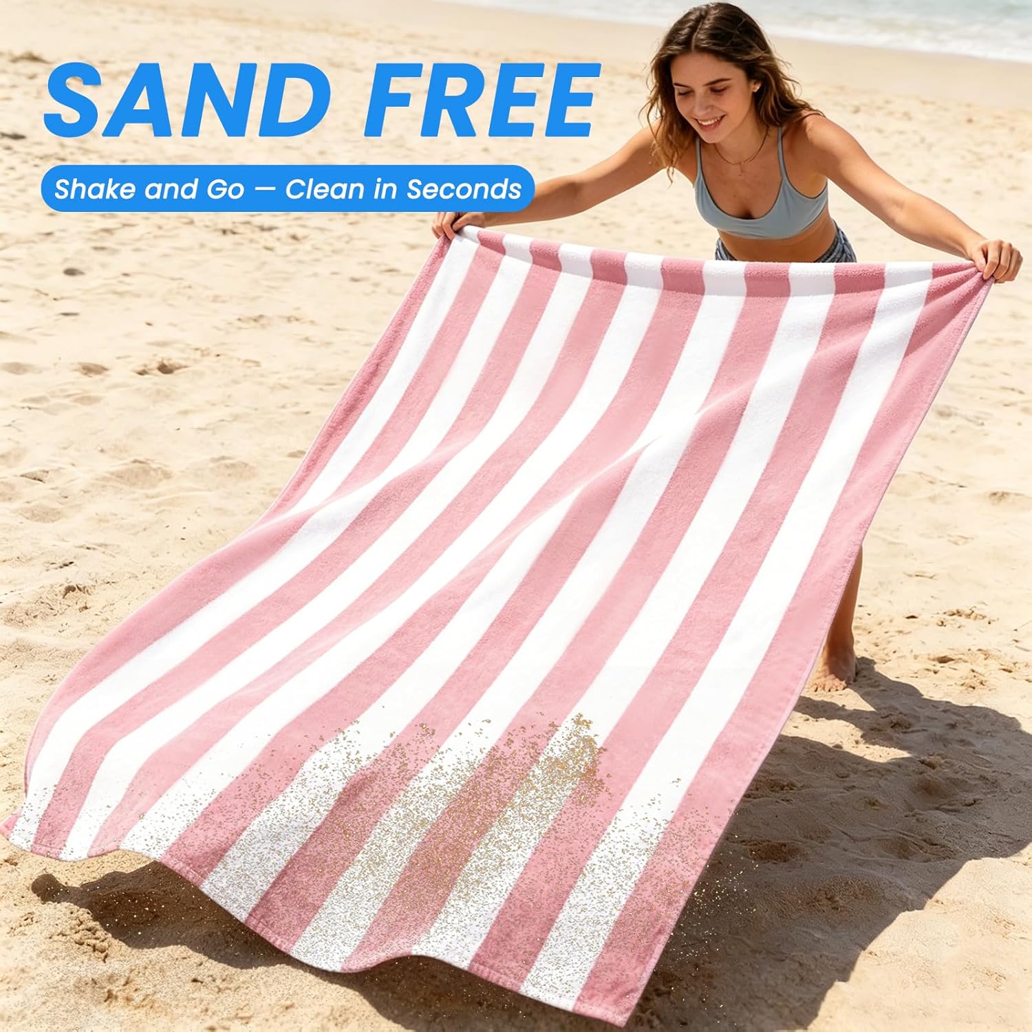 Thumbnail 4 de Kelvindra Microfibre Beach Towels for Adults – 2 Pack 180x90cm Extra Large, Sand Free Quick Dry Dual-Sided Towel