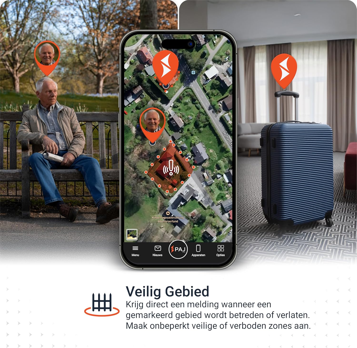 Detalle de PAJ Easy Finder 4G gps-tracker met SOS-knop, spraakberichten en virtueel hek