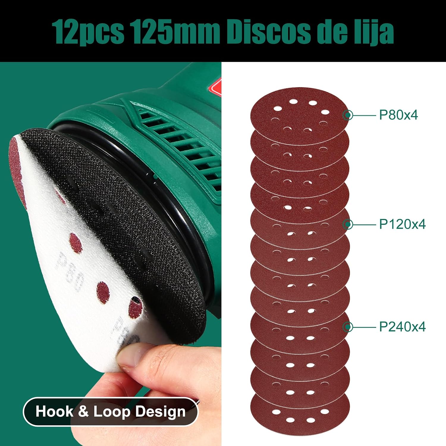 Detalle 2 de HYCHIKA Lijadora Orbital 300W 125 mm