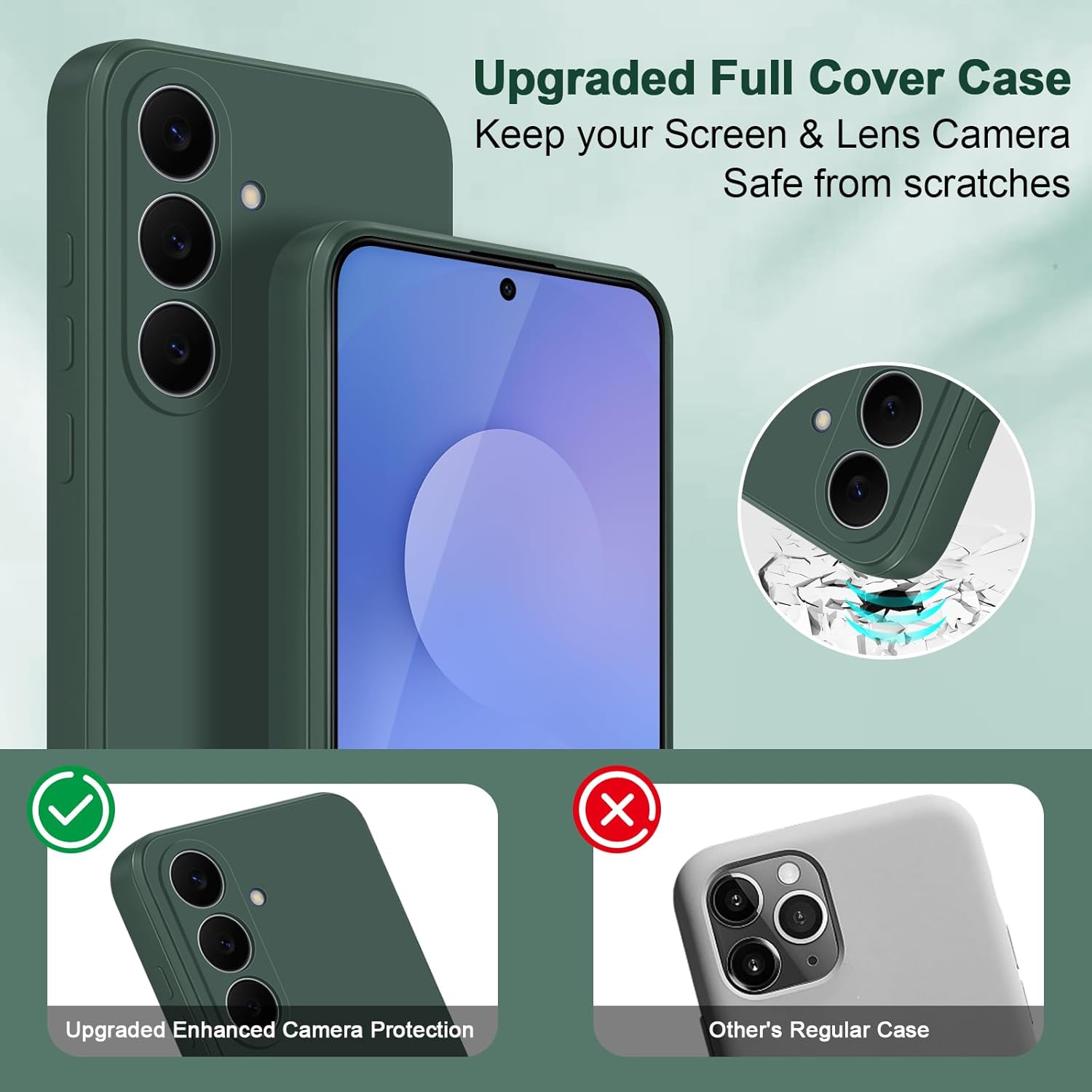 Thumbnail 1 de Btstring Case for Samsung Galaxy S25 FE – Soft Silicone Case with Upgraded Camera Protection (Green)