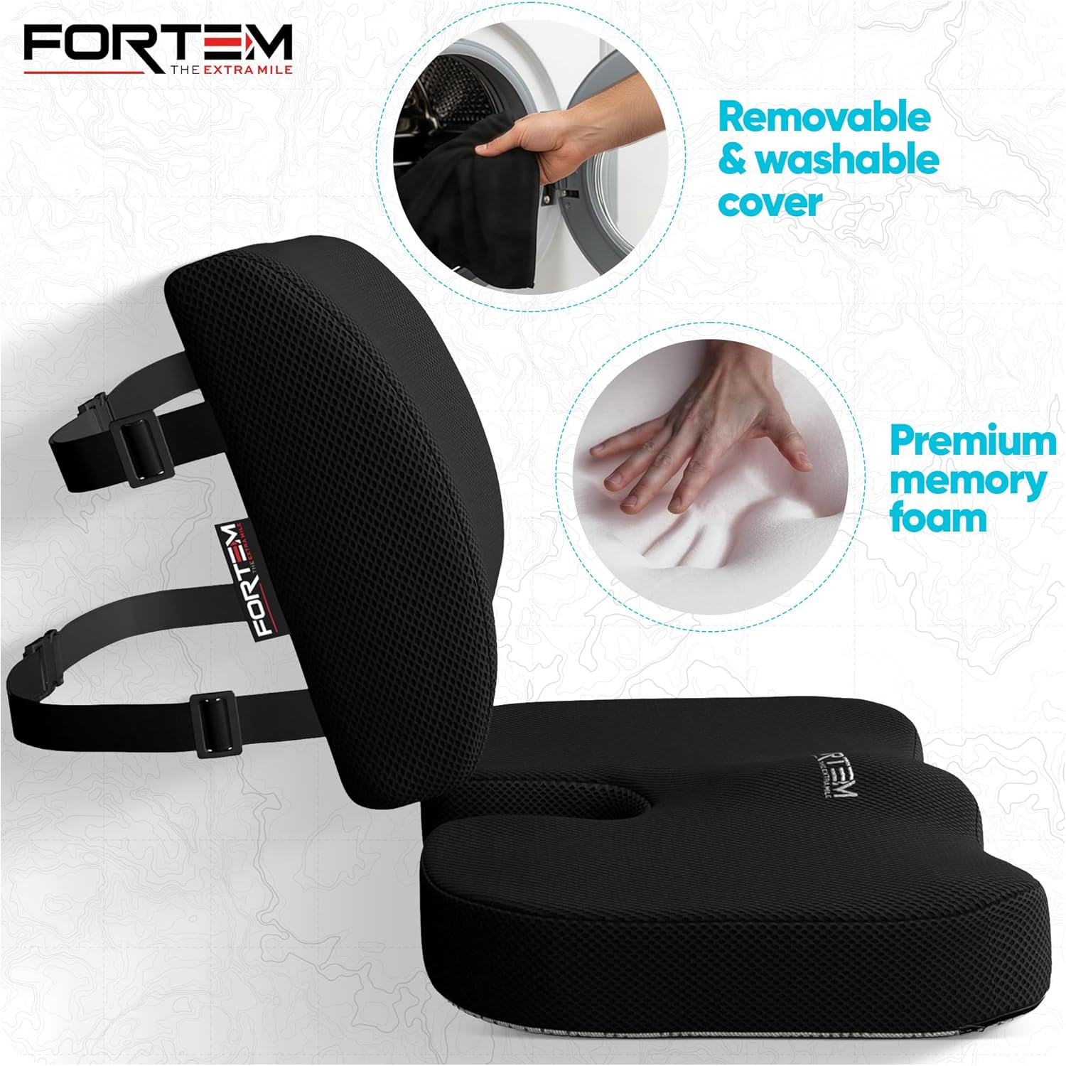 Thumbnail 2 de FORTEM Office Chair Cushion Memory Foam lumbar support pillow