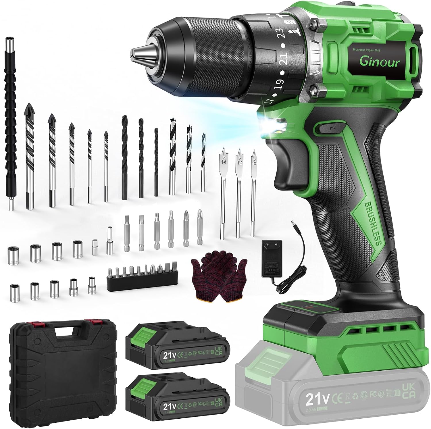 Detalle de Ginour Avvitatore a batteria 21V brushless 50Nm