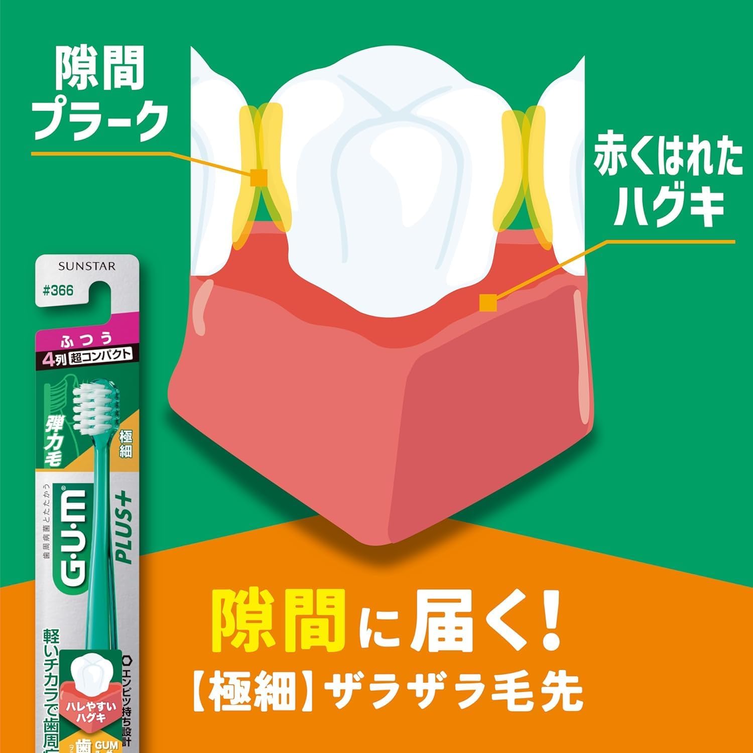 Detalle de GUM(ガム) #211 デンタルブラシ 3列コンパクト・ふつう 先細毛・抗菌コート毛 6本セット