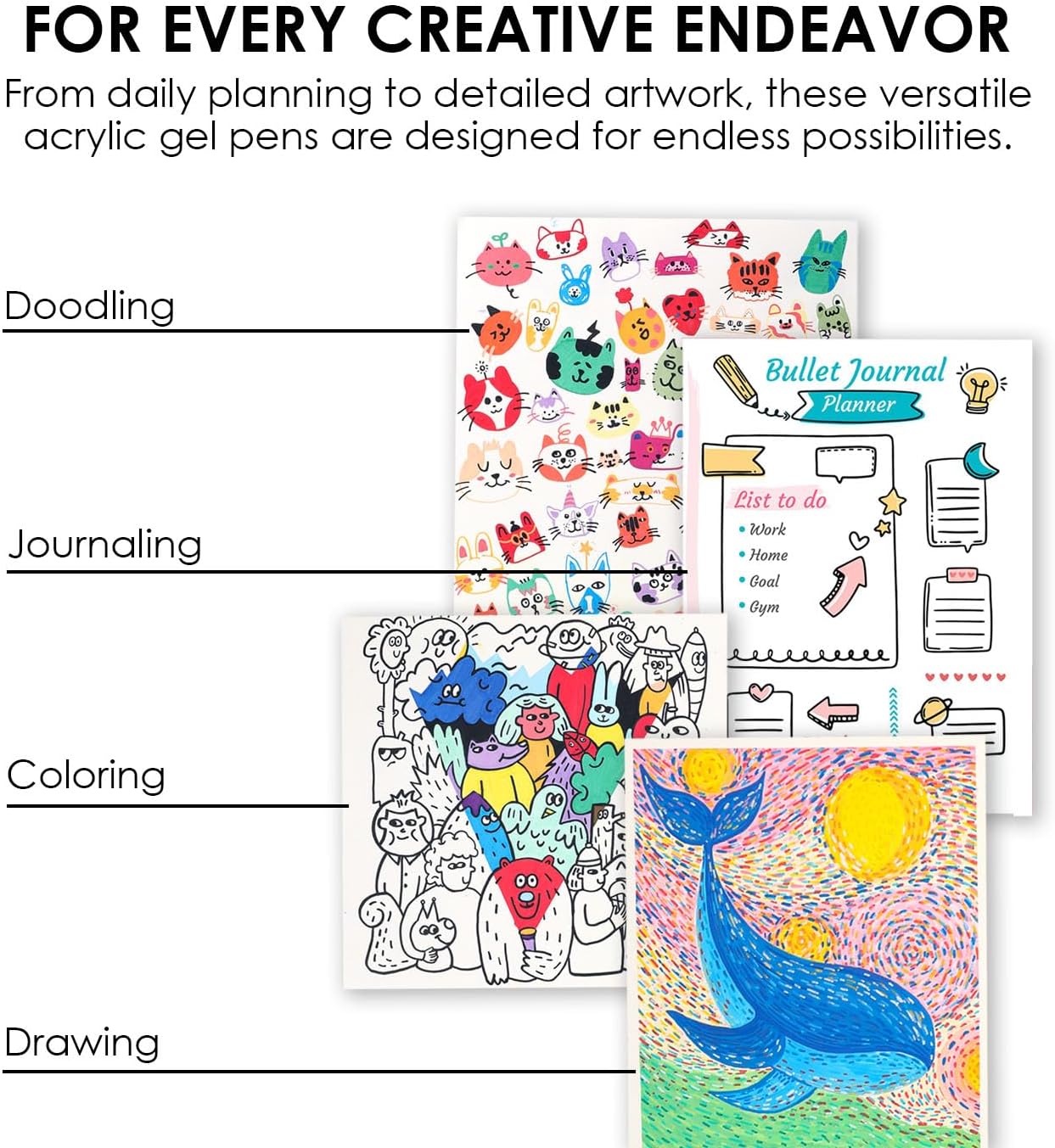 Thumbnail 4 de Grabie 12 Colours Acrylic Gel Pens & Colouring Book (Ocean Colours) – Medium Point Set