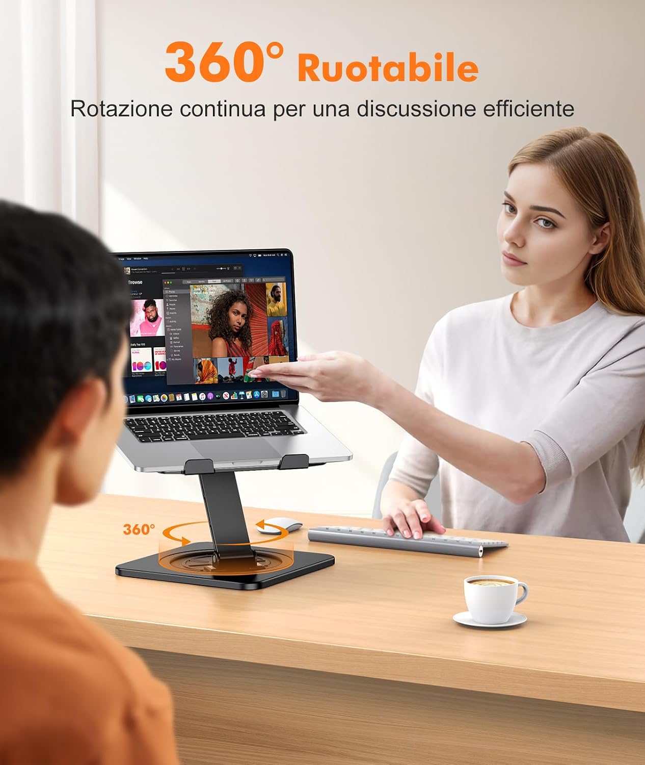 Detalle de EOIWUY Supporto PC Portatile 360°: supporto in alluminio regolabile e pieghevole per notebook da 10–16