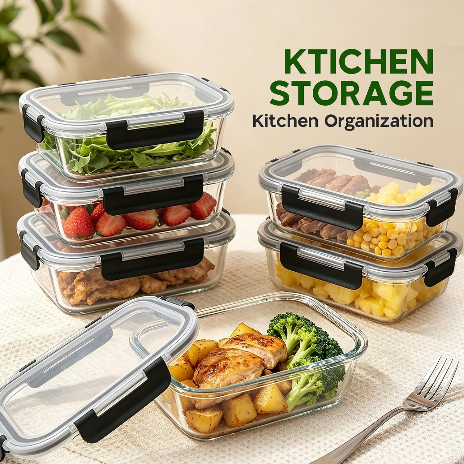Thumbnail 6 de MEETOZ 10 Pack Glass Meal Prep Containers 🍽
