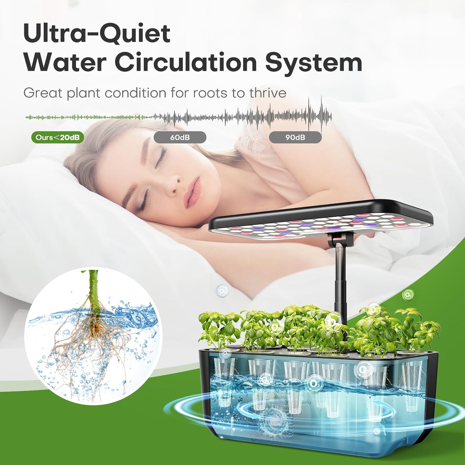 Detalle 2 de Ahopegarden Indoor Garden Hydroponics Growing System, 10-Pod LED Kit