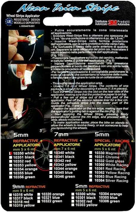 Detalle de 4R Quattroerre.it 10304 Strisce Adesive Rifrangenti per Cerchi Auto, Arancione 5 mm x 6 mt