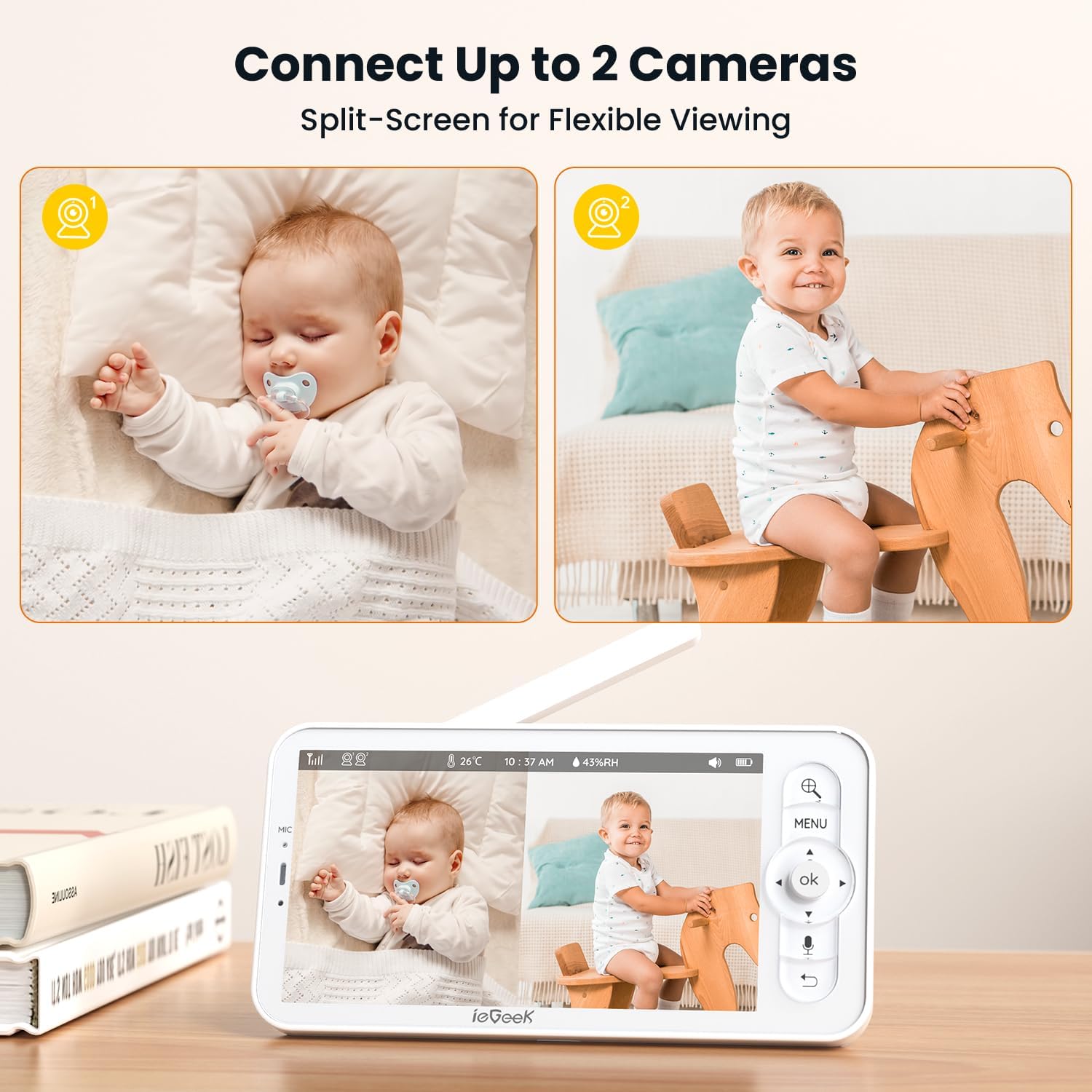 Detalle de ieGeek 2K Baby Monitor 5" Screen with PTZ