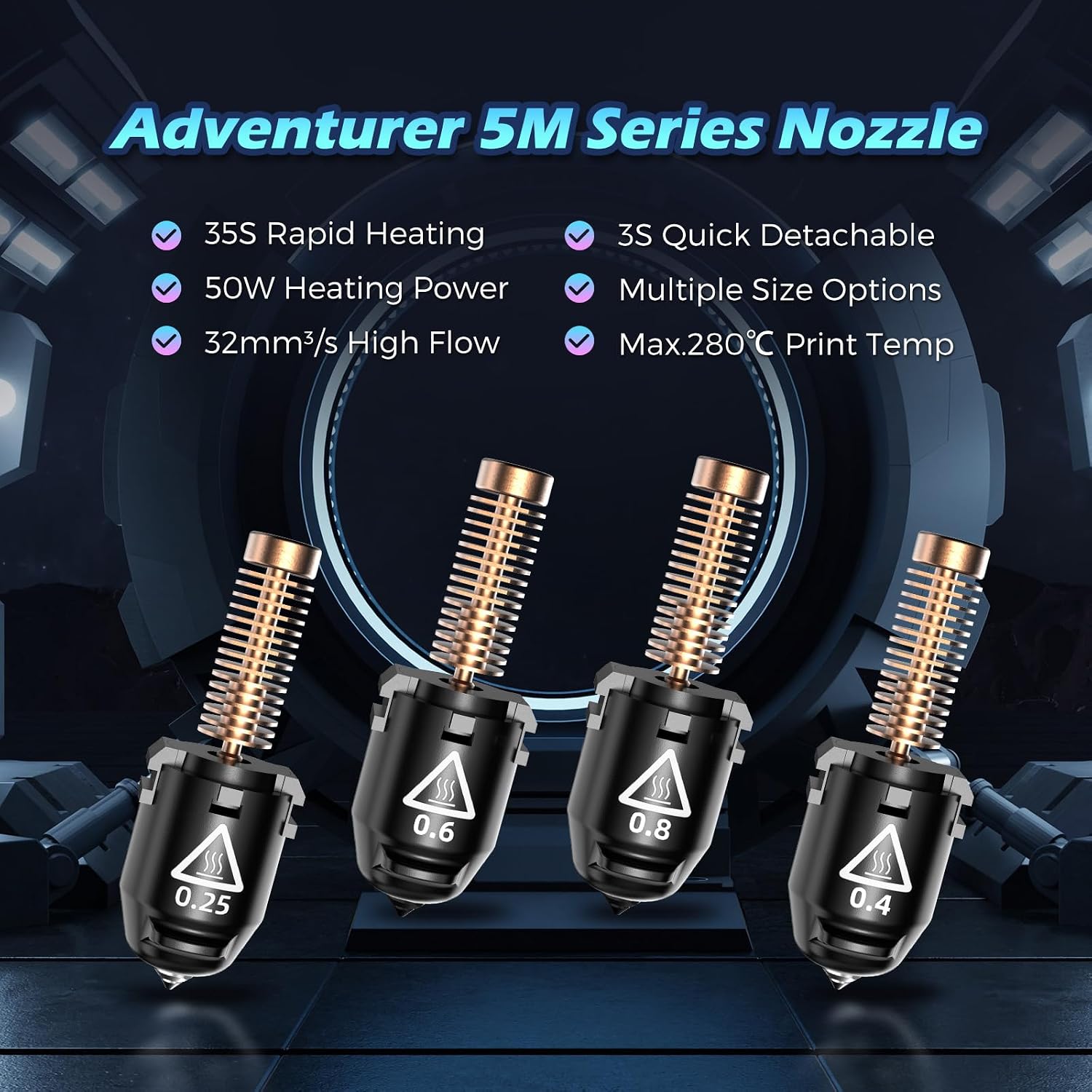 Thumbnail 1 de FLASHFORGE Adventurer 5M 0.4mmノズル 高流量32mm³/秒・最高温度280°C・クイック交換