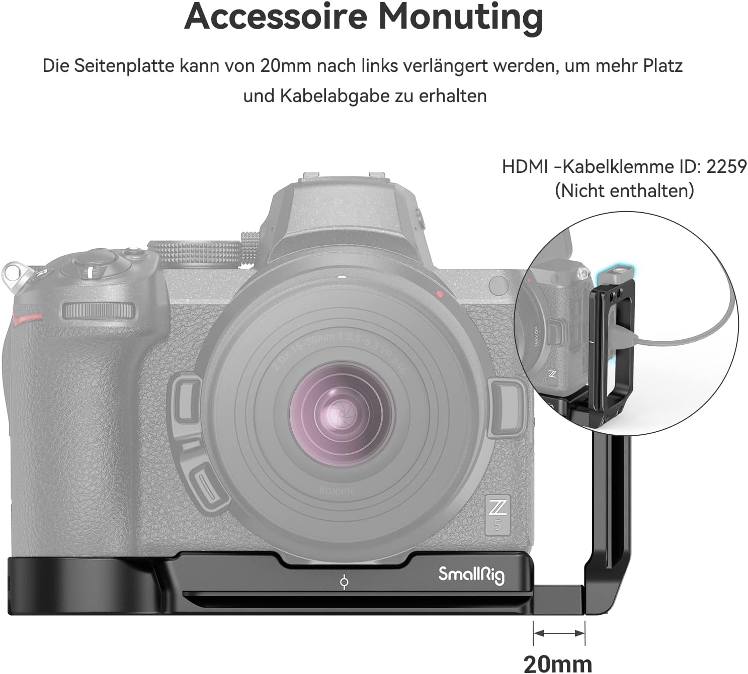 Thumbnail 2 de SMALLRIG L-Bracket 2947 für Nikon Z5 / Z6 / Z7 / Z6II / Z7II (L Winkel, drehstichere Montage)