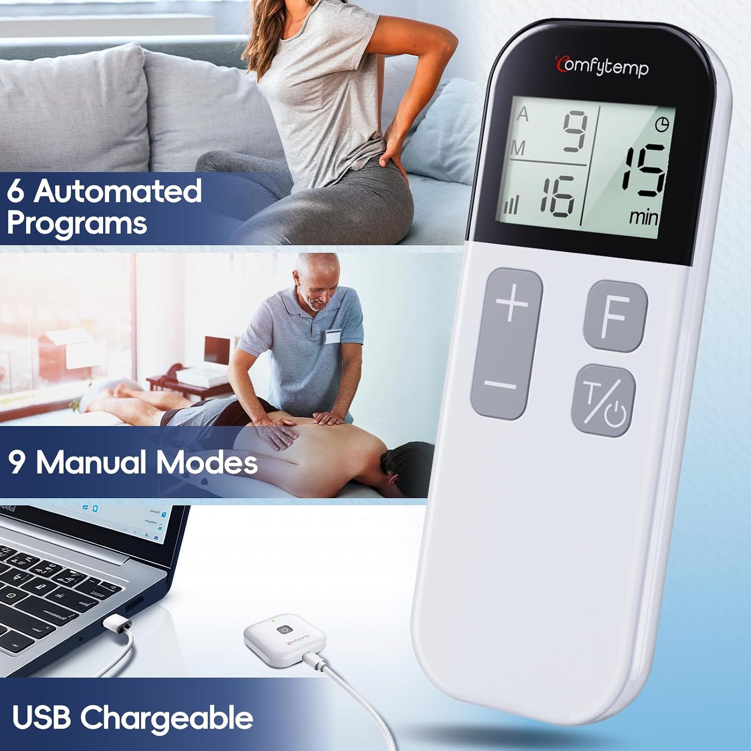 Thumbnail 2 de Comfytemp Wireless TENS Machine: Portable Muscle Stimulator with 15 Modes