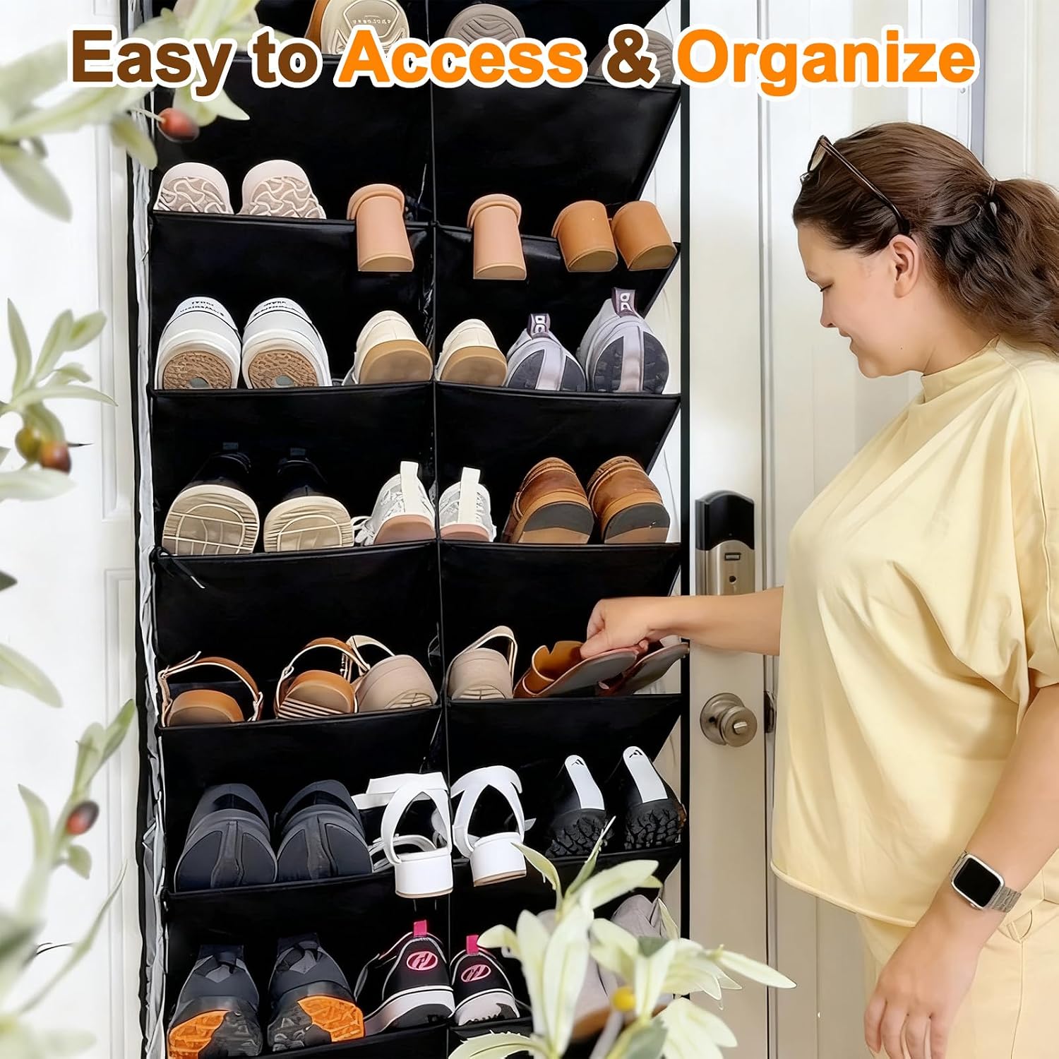 Detalle 1 de UVIAHOMI UVOTDSOB Over-the-Door Shoe Organizer, 10 Tiers, Clear Pockets