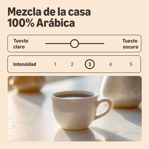 Detalle de By Amazon Café En Grano Natural, 1 kg — 100% Arábica, tueste medio, Rainforest Alliance