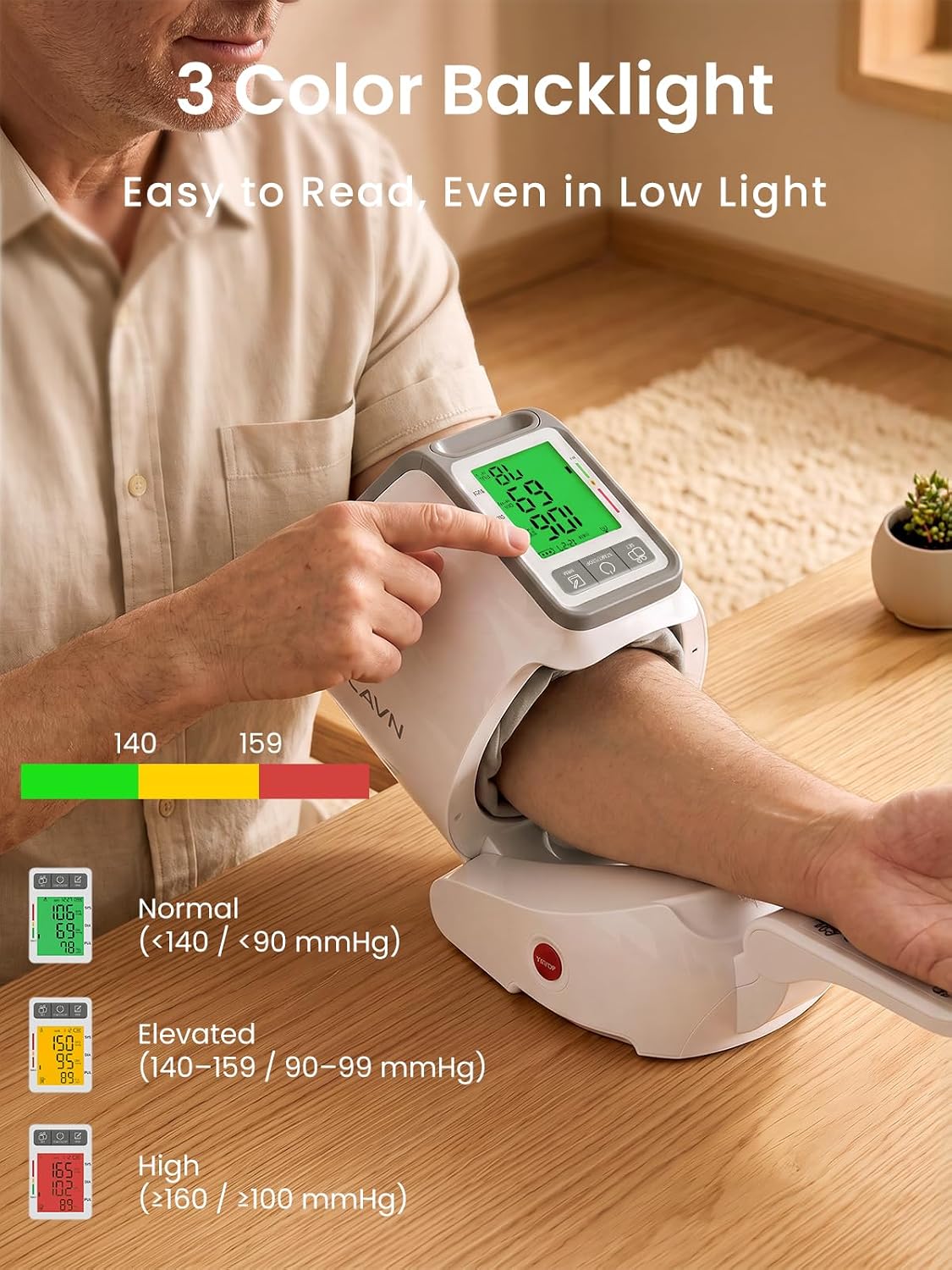 Detalle de CAVN CH-S693L No-Wrap Upper Arm Blood Pressure Monitor, 2-User Memory