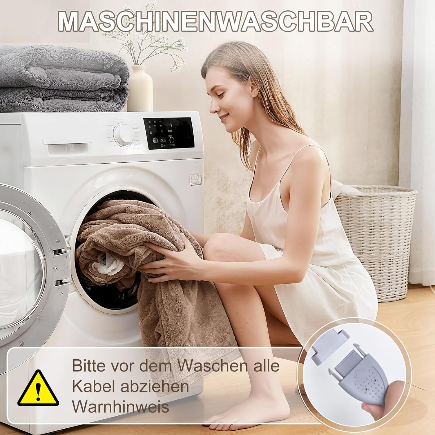 Thumbnail 6 de COZYTY Couverture Chauffante Électrique 130×180 cm en Flanelle Beige — 6 niveaux, minuterie 10 h et Lavable en machine
