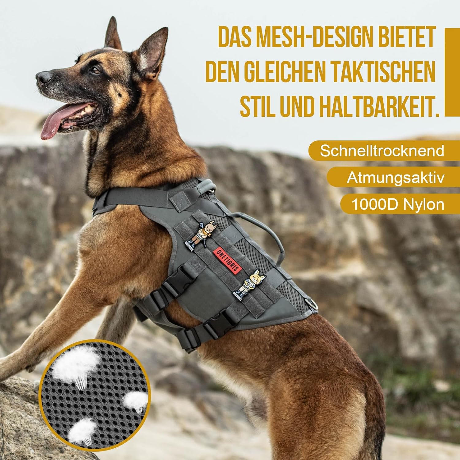 Detalle 2 de OneTigris AIRE MESH Hundegeschirr L für 27-41 kg