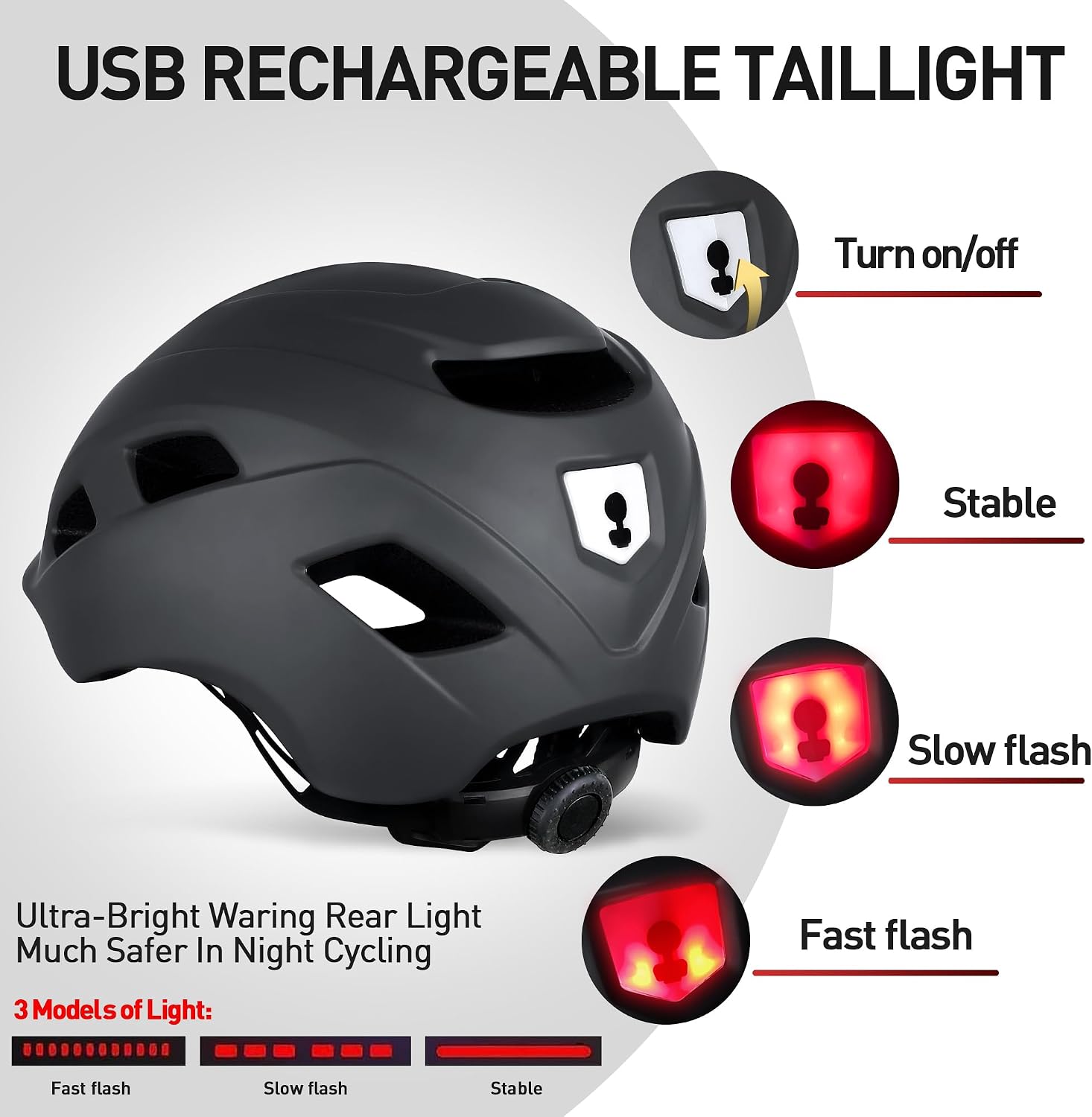 Detalle 2 de Bike Helmet Adjustable with USB LED Light