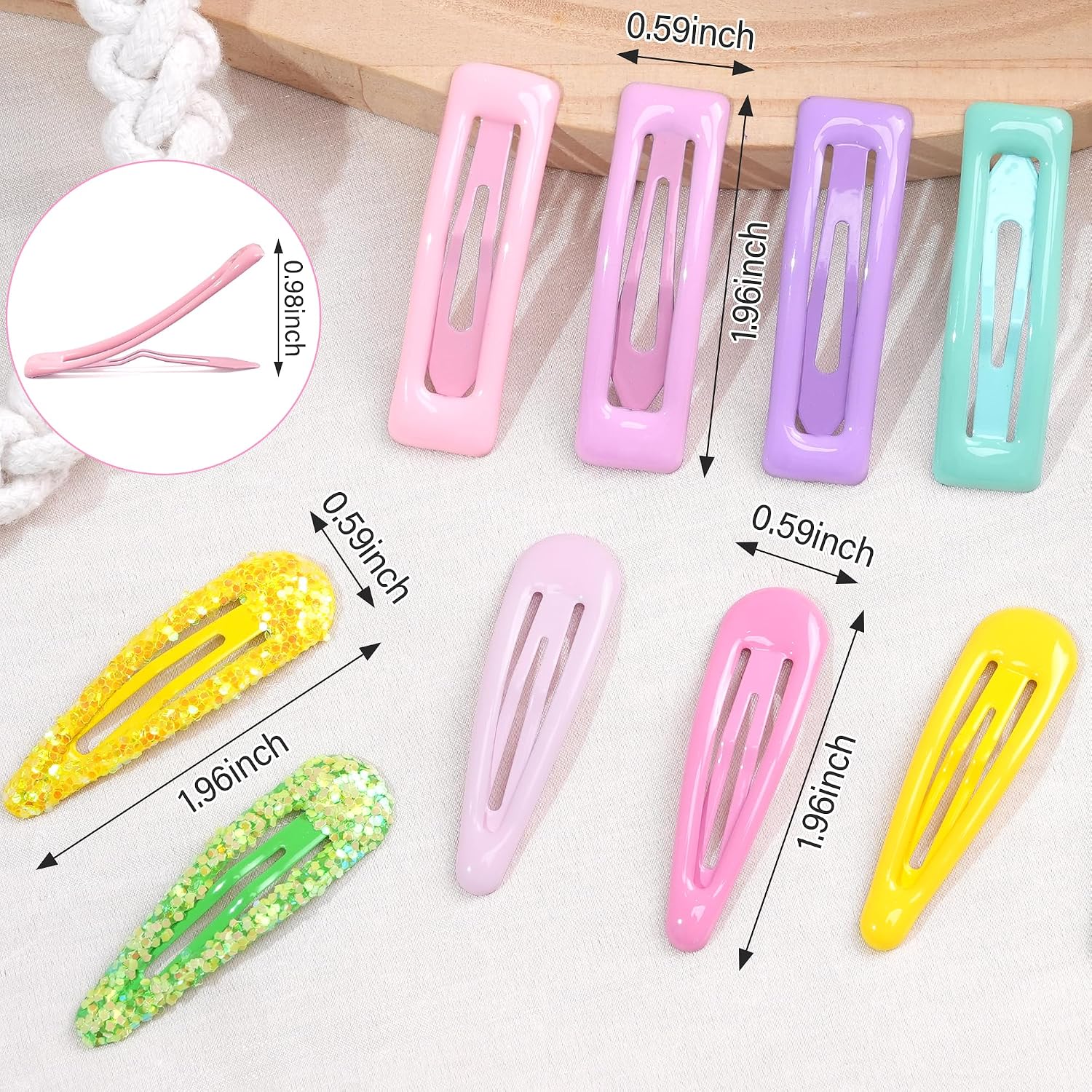 Detalle de CÉLLOT 2-Inch Metal Snap Hair Clips, 96-Piece Set in 24 Colors