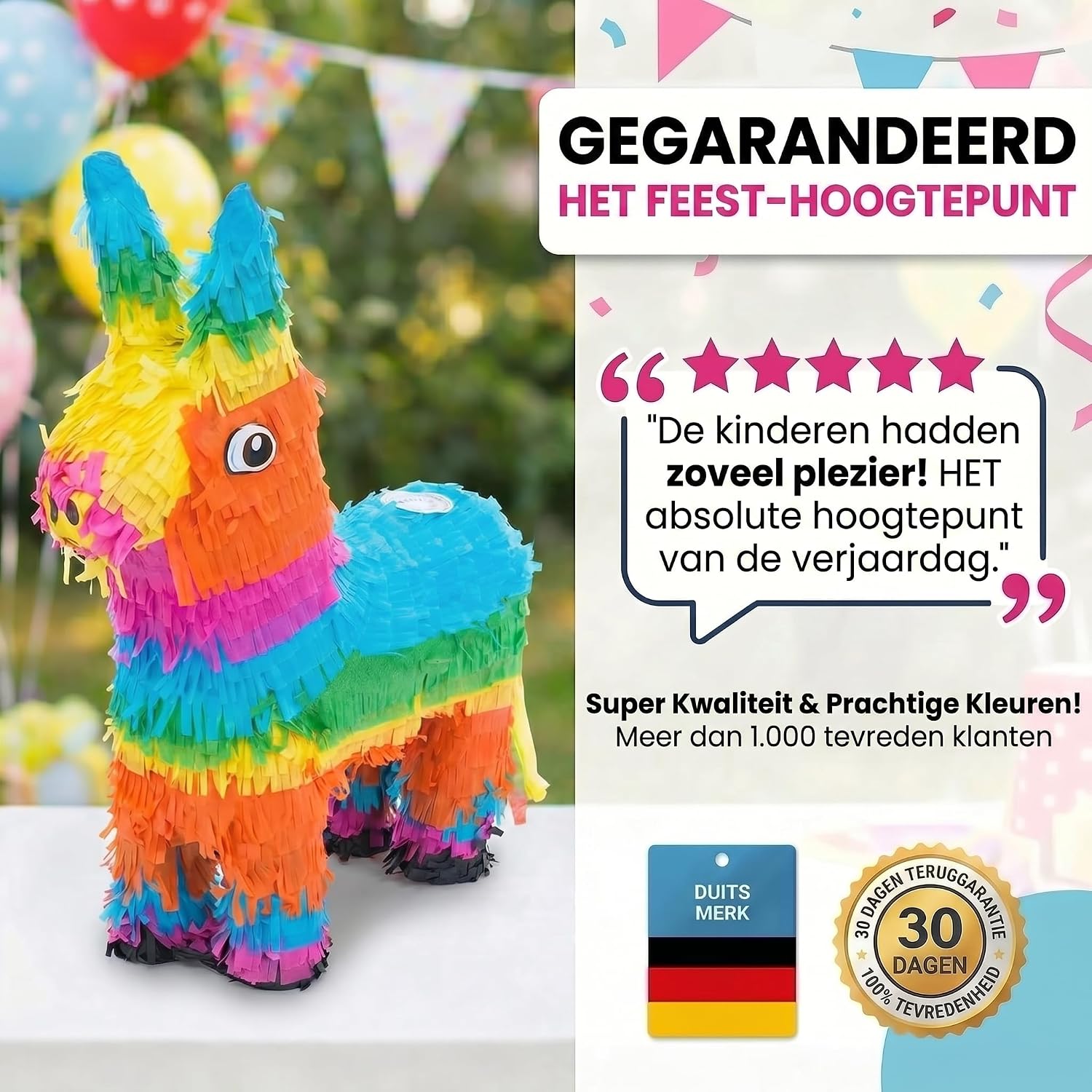 Thumbnail 5 de GOODS+GADGETS ezelpiñata om te vullen met kleurrijke crêpepapieren franjes