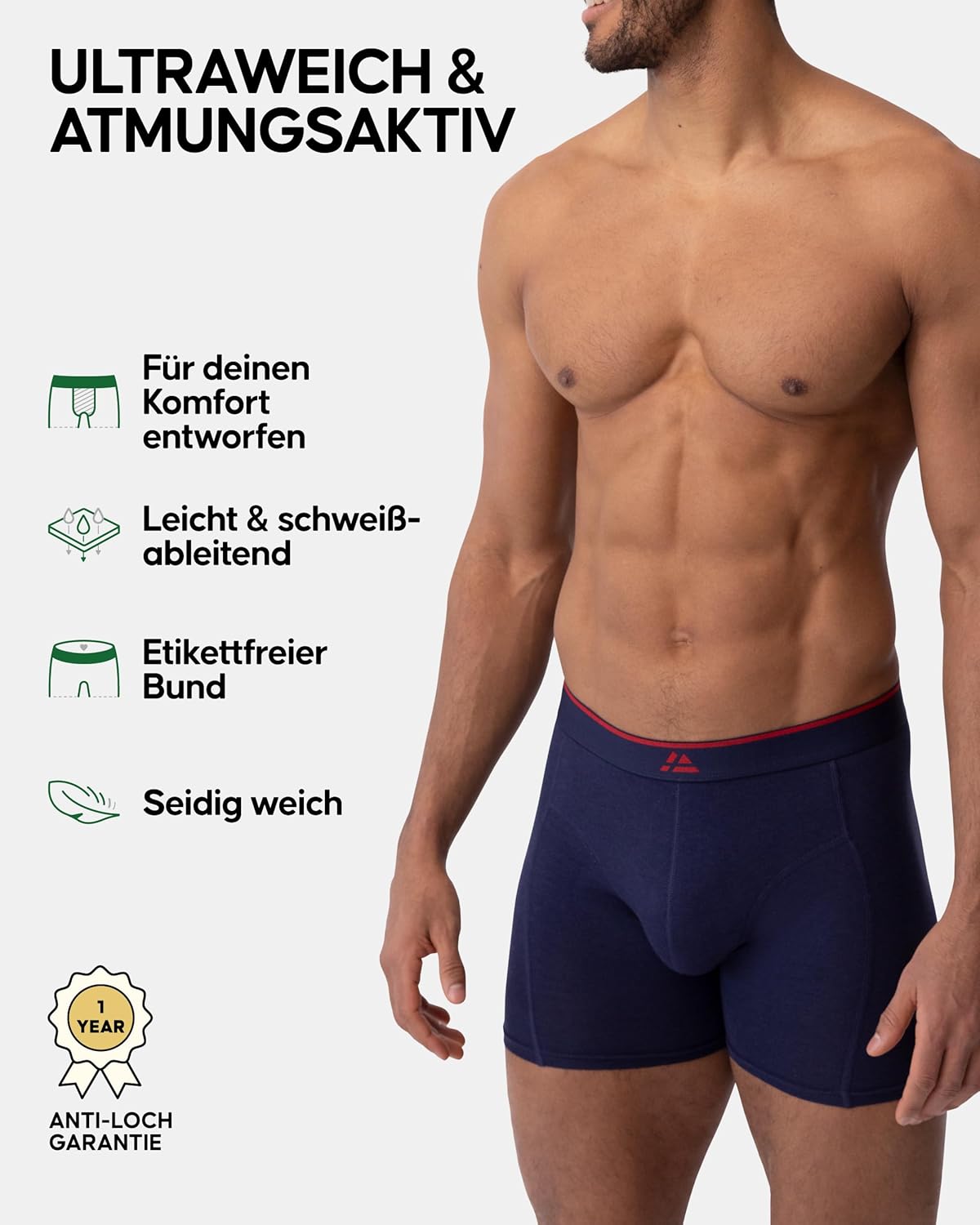 Thumbnail 2 de DANISH ENDURANCE Bambus Boxershorts Herren (etikettfrei, atmungsaktiv) im 6er- oder 10er-Pack