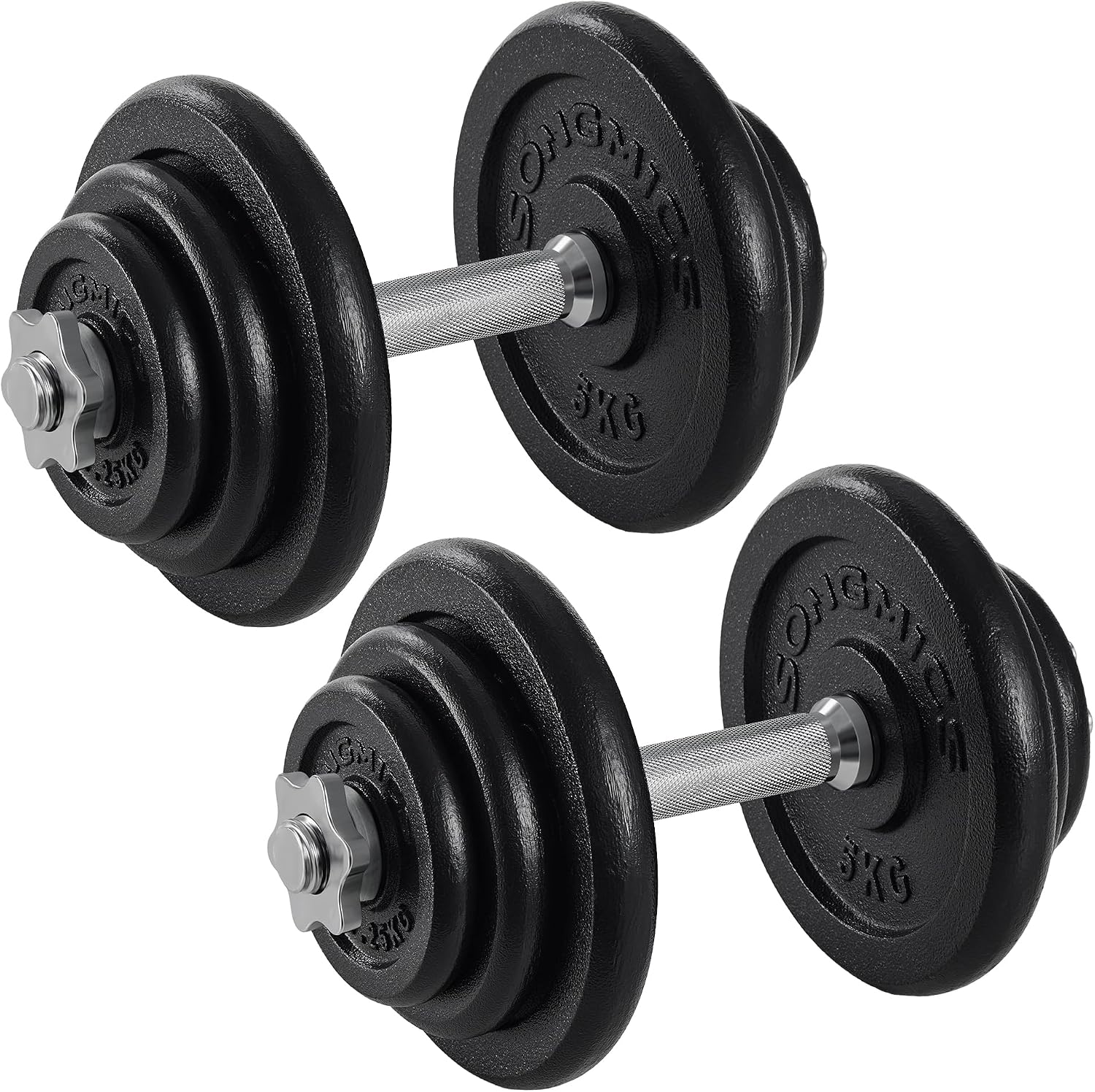 Detalle de SONGMICS verstellbares Hantelset aus Gusseisen (2 x 20 kg) für Krafttraining zuhause