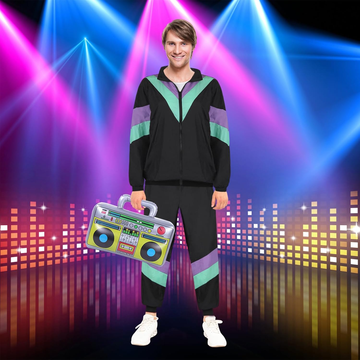 Thumbnail 6 de YADODO Costume années 80/90 chándal : veste + pantalon avec accessoires disco rétro