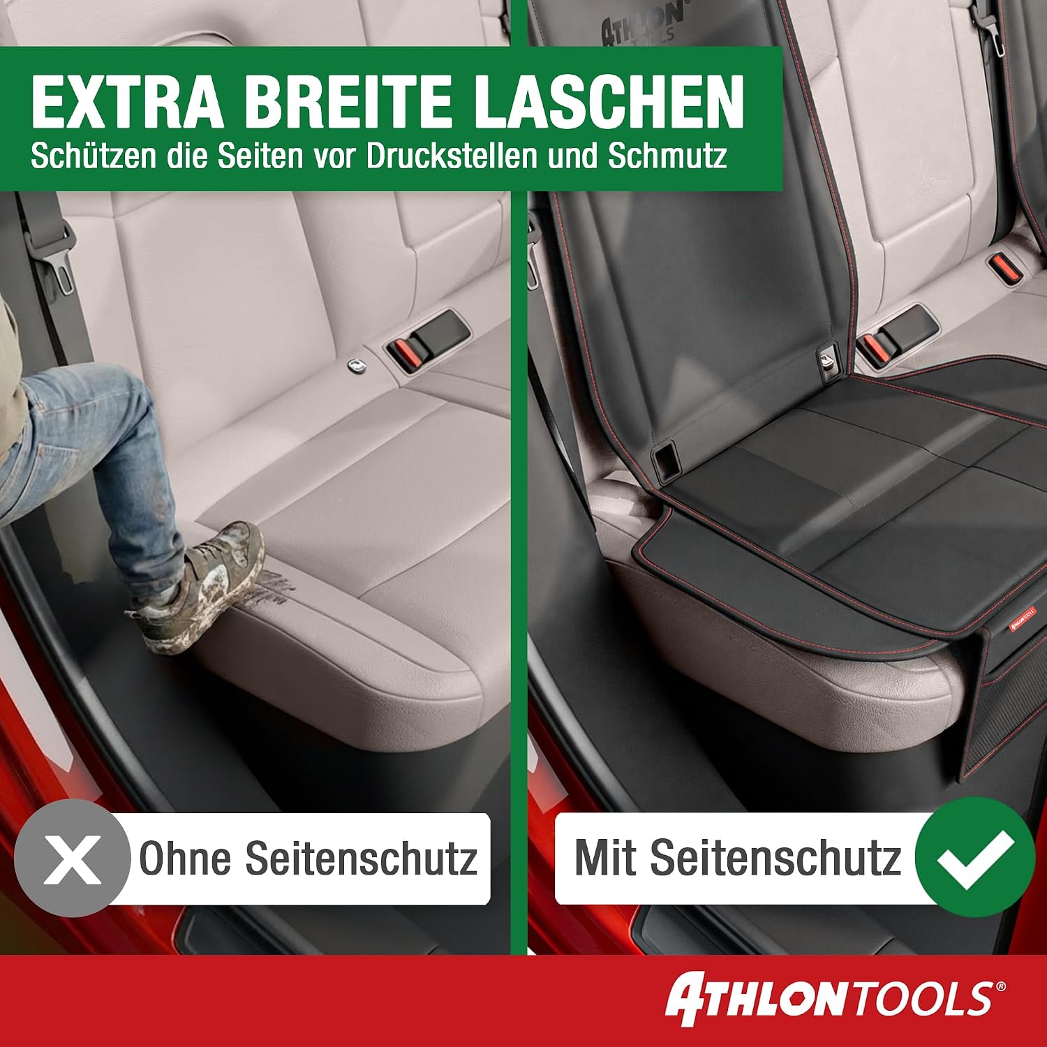 Detalle 2 de ATHLON TOOLS Kindersitzunterlage Auto mit Seitenschutz – gepolstert, ISOFIX-kompatibel