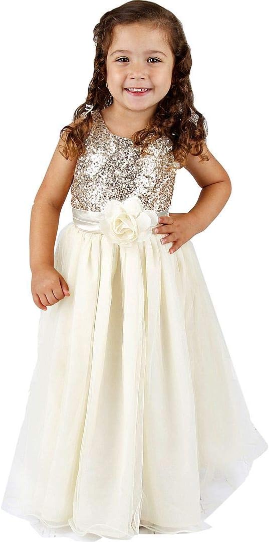 Detalle de Bow Dream Flower Girl's Dress Sequins Tulle