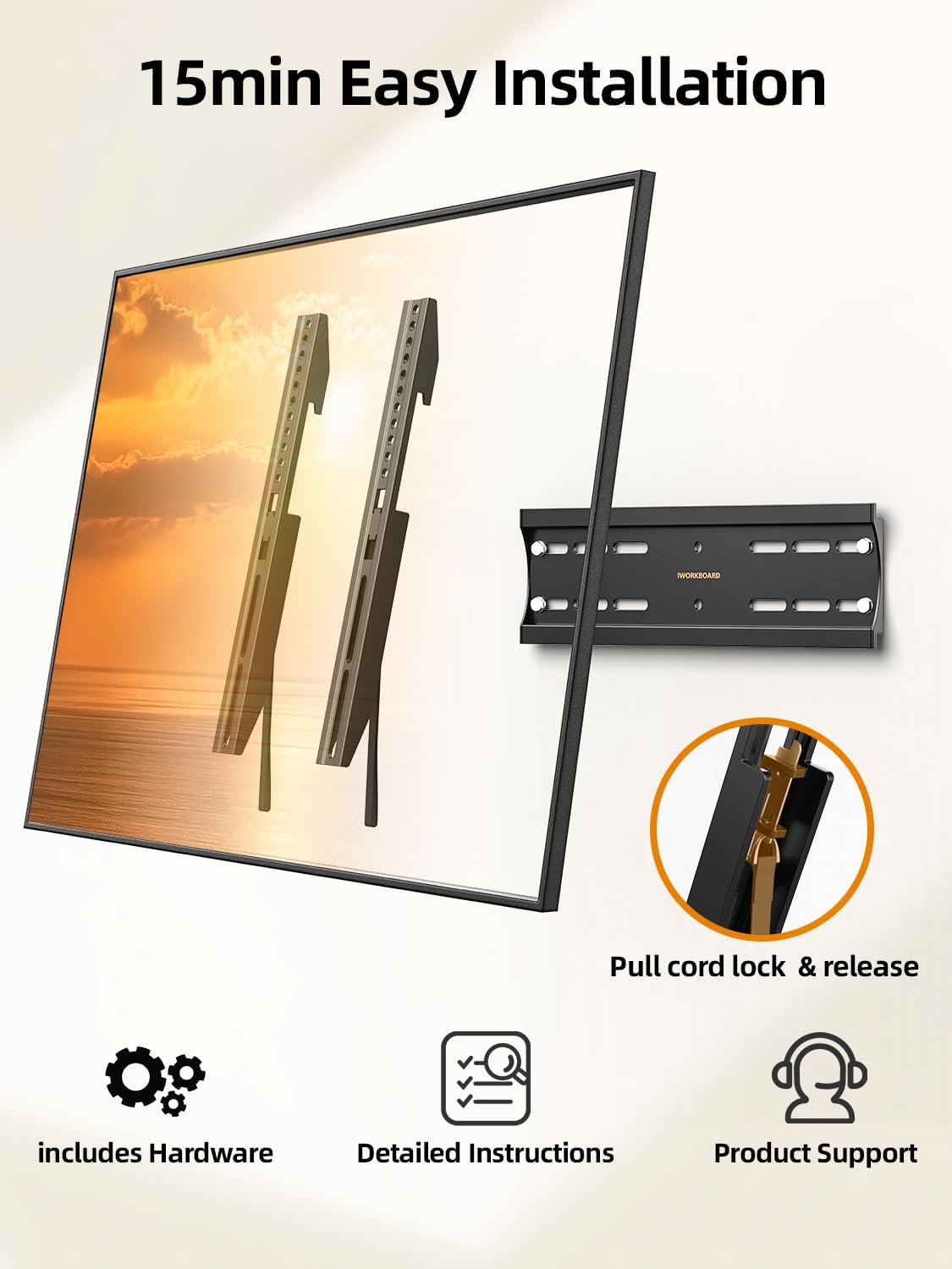Thumbnail 2 de IWORKBOARD 43 Fixed Low Profile TV Wall Mount 55"