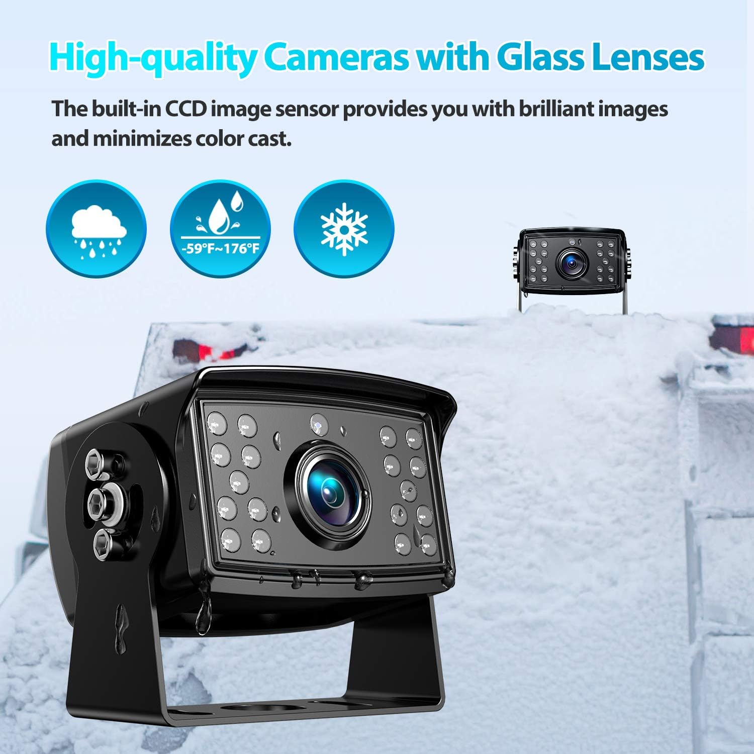 Thumbnail 3 de eRapta 10" Wired Reversing Camera Kit with Dual 1080P Monitor and Front/Rear Cameras
