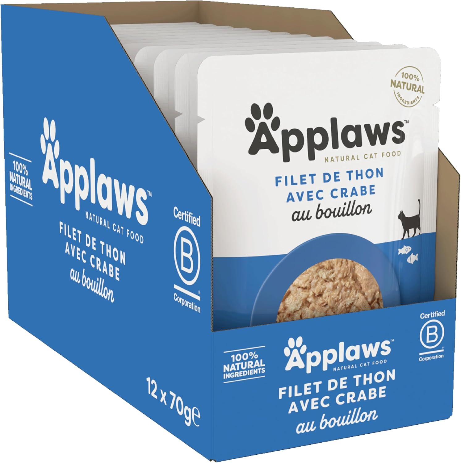 Thumbnail 6 de Applaws Nourriture Humide 100% Naturelle pour Chat – Poitrine de Poulet en Bouillon, Pack de 12 x 70 g