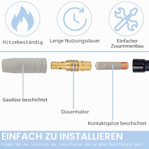 Detalle 1 de EATBALE MIG/MAG-Zubehörset für 15AK/MB15 mit beschichteten Gasdüsen und 0,8-mm-Kontaktspitzen