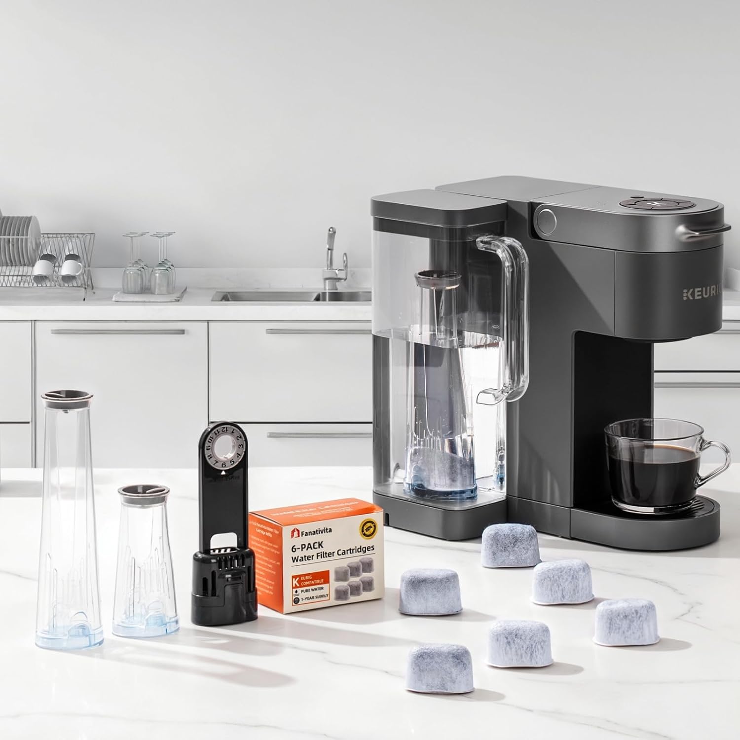 Detalle de Premium 6-Pack Keurig Compatible Water Filters Replacement by Fanativita (Universal Fit)
