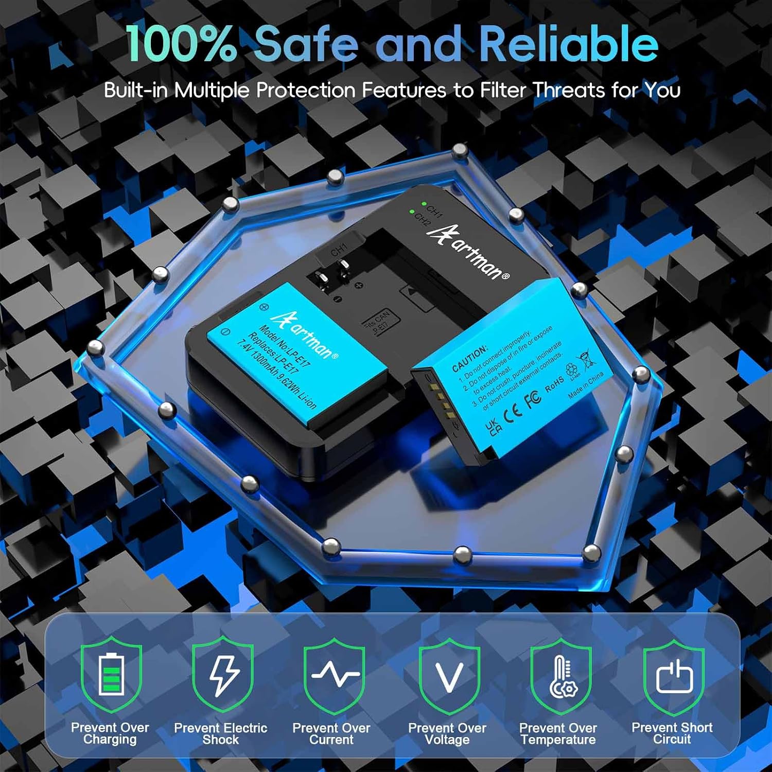 Detalle 2 de Artman LP-E17 2-Pack Battery with Dual USB Charger