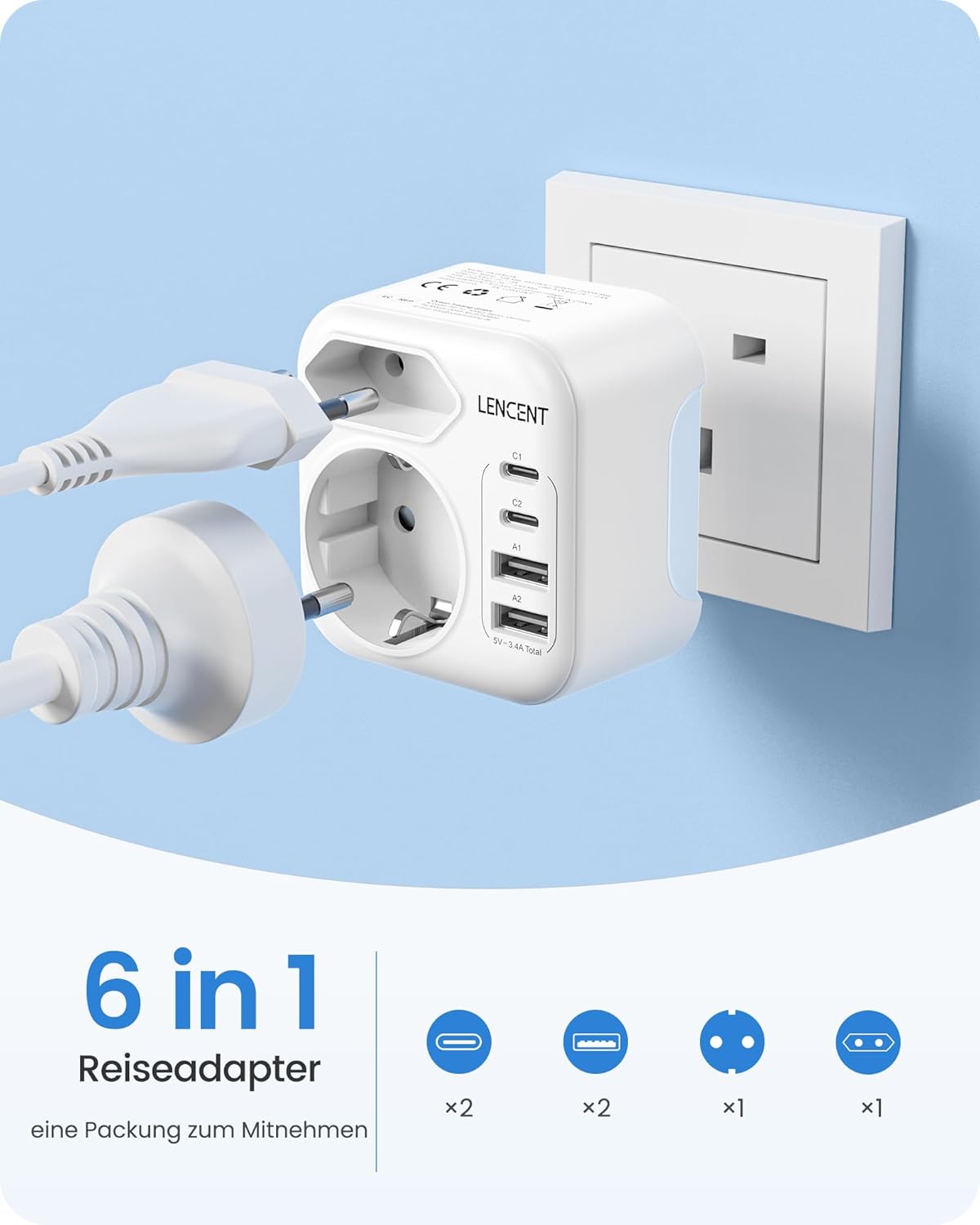 Thumbnail 6 de LENCENT Klappbarer Adapter 130 g 🔌