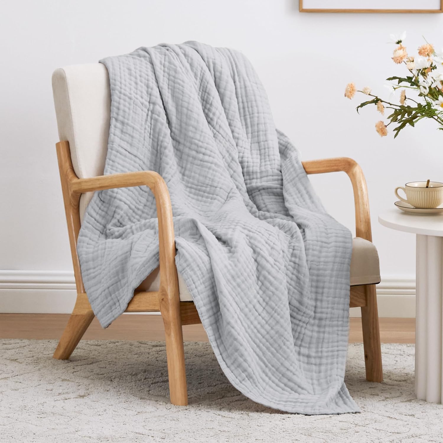 Detalle de Love's Cabin 6-Layer Cotton Muslin Blanket 60"x80" Twin đź§Ł