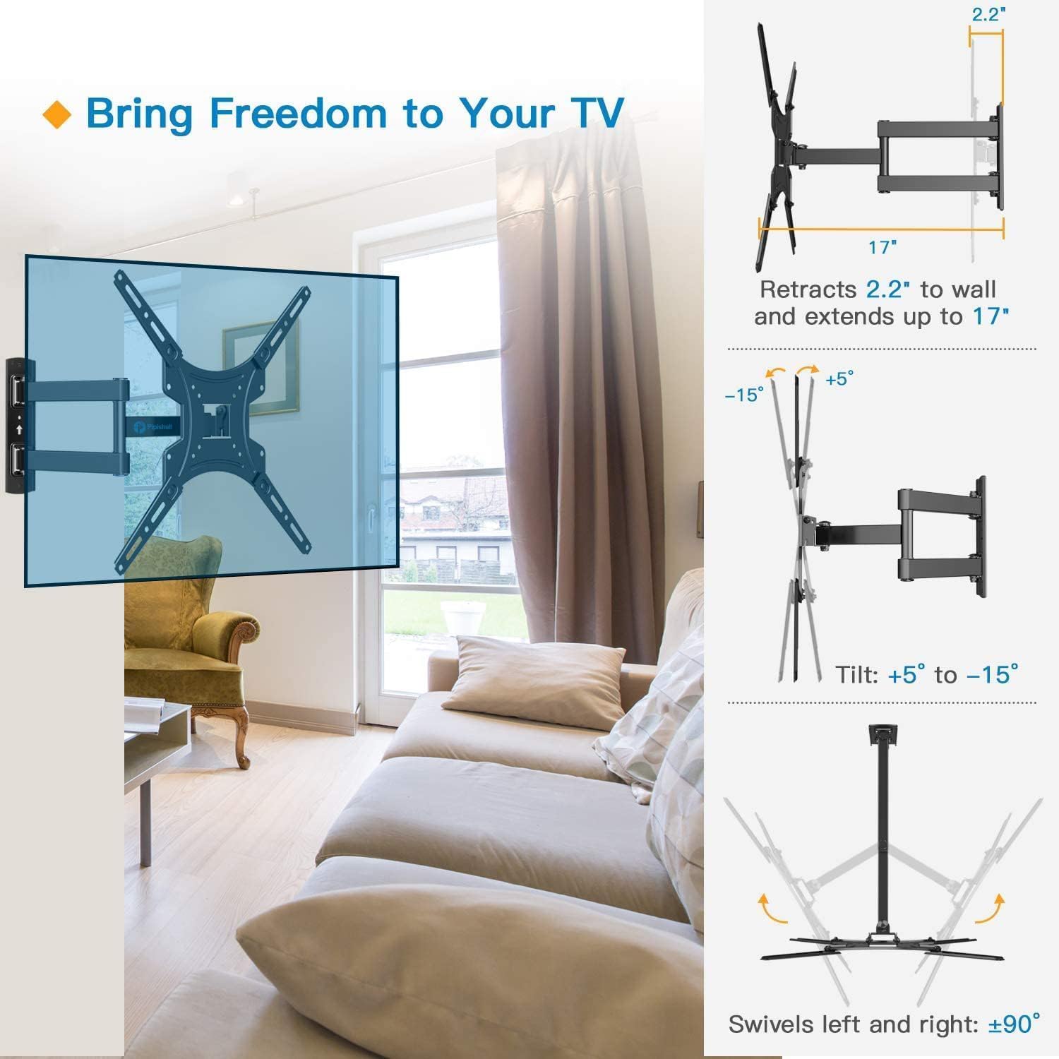 Thumbnail 3 de Pipishell Full Motion TV Mount 17in