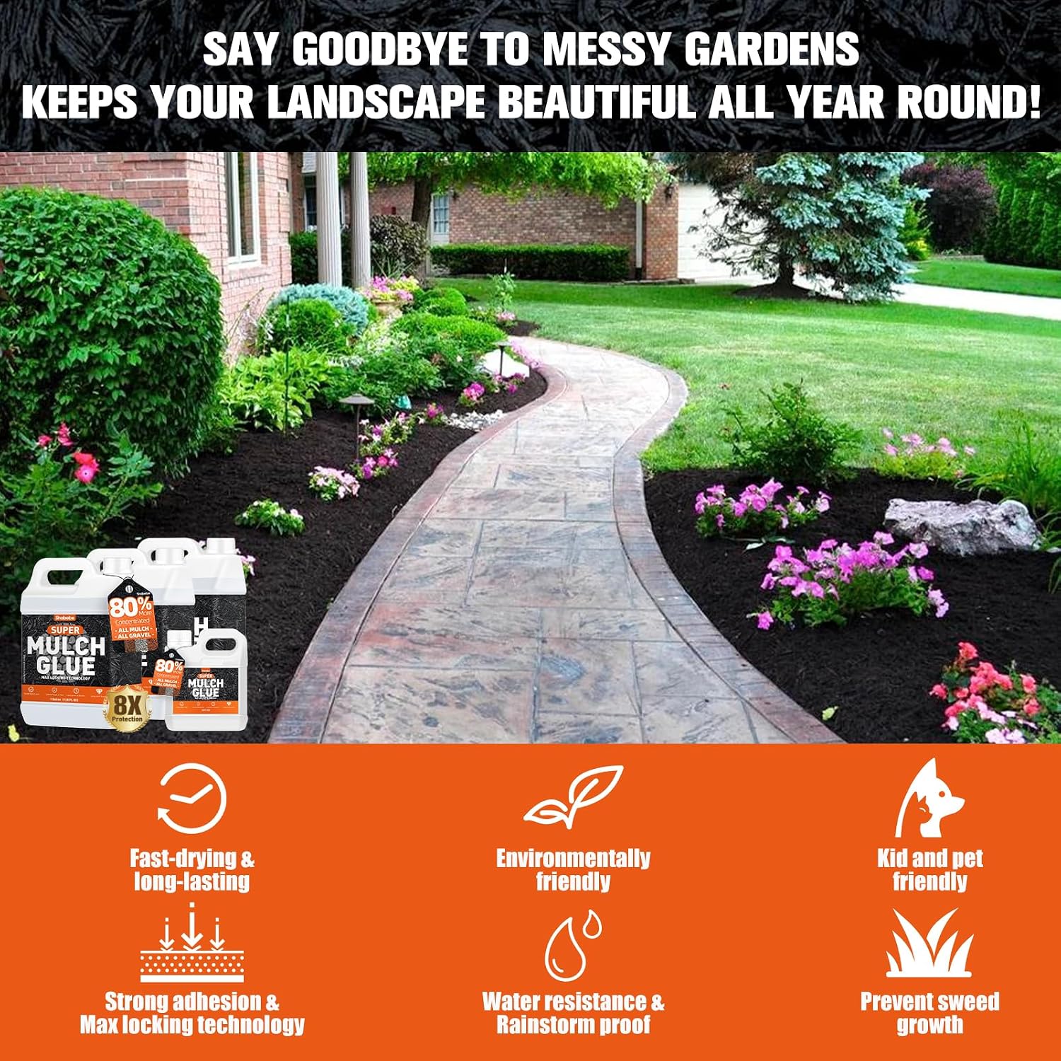 Detalle 1 de Shabebe mulch & rock glue for landscaping, 1-gallon clear-drying formula