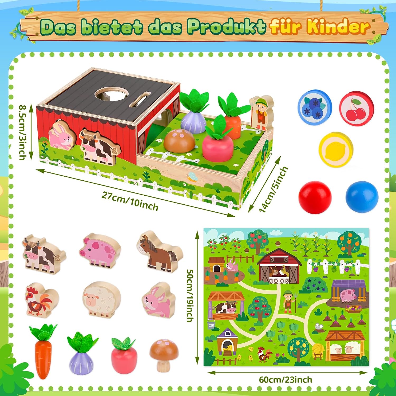Thumbnail 6 de Montessori Holzspielzeug ab 1 Jahr – 5-in-1 Bauernhof Spielset aus Holz