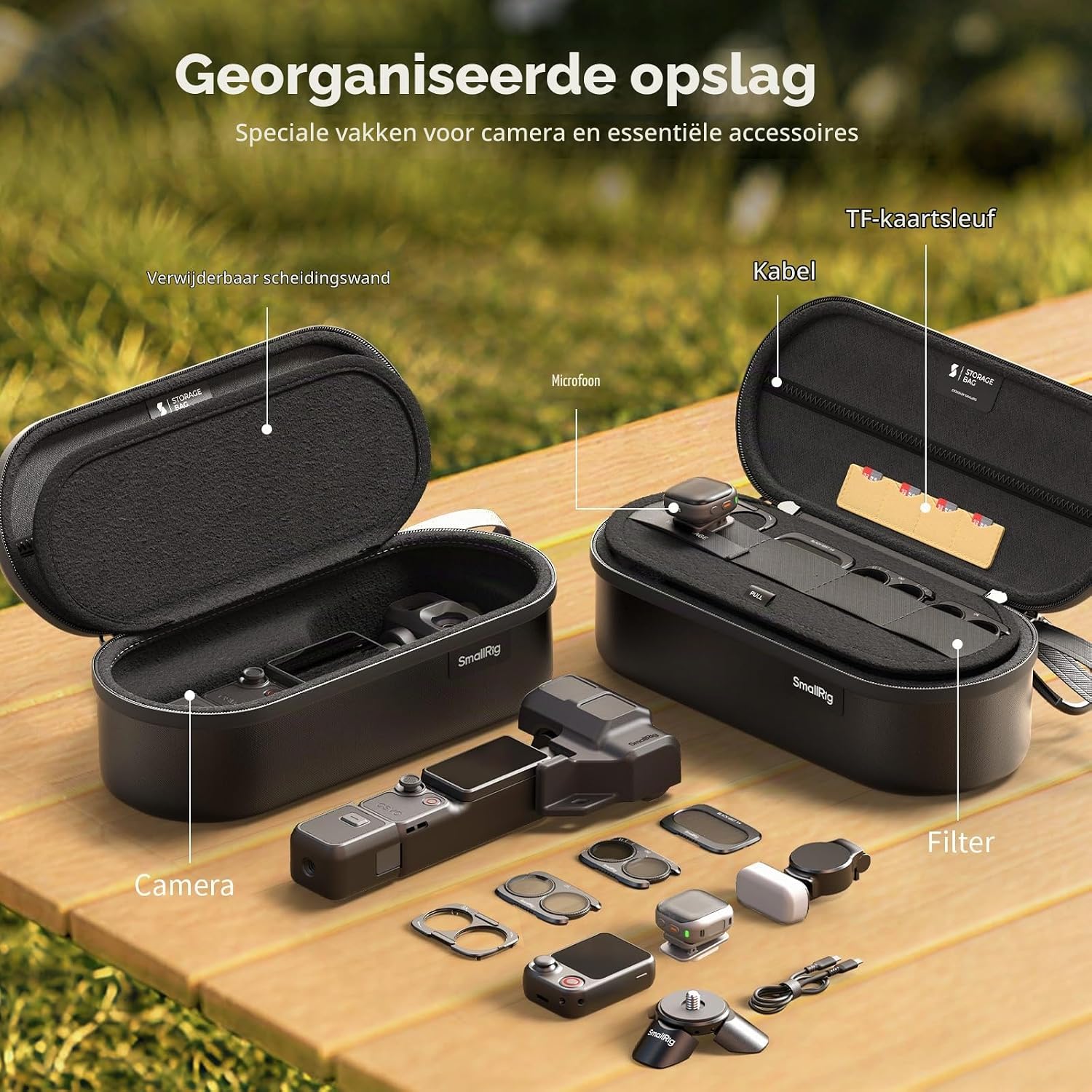 Thumbnail 2 de SMALLRIG 6642 opbergtas voor DJI Osmo Pocket 4P, waterdicht en met vakken