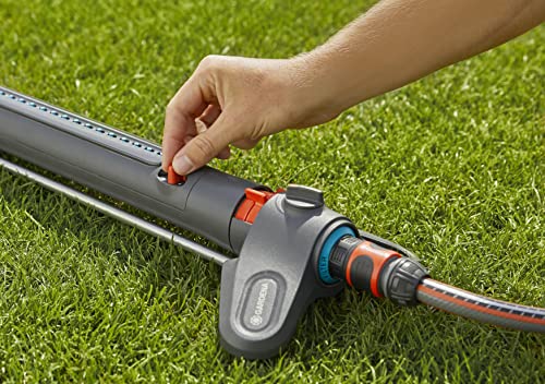 Detalle de Gardena Viereckregner AquaZoom M – Bewässerung von 9–250 m², Reichweite 3–18 m, Sprengweite 3–14 m