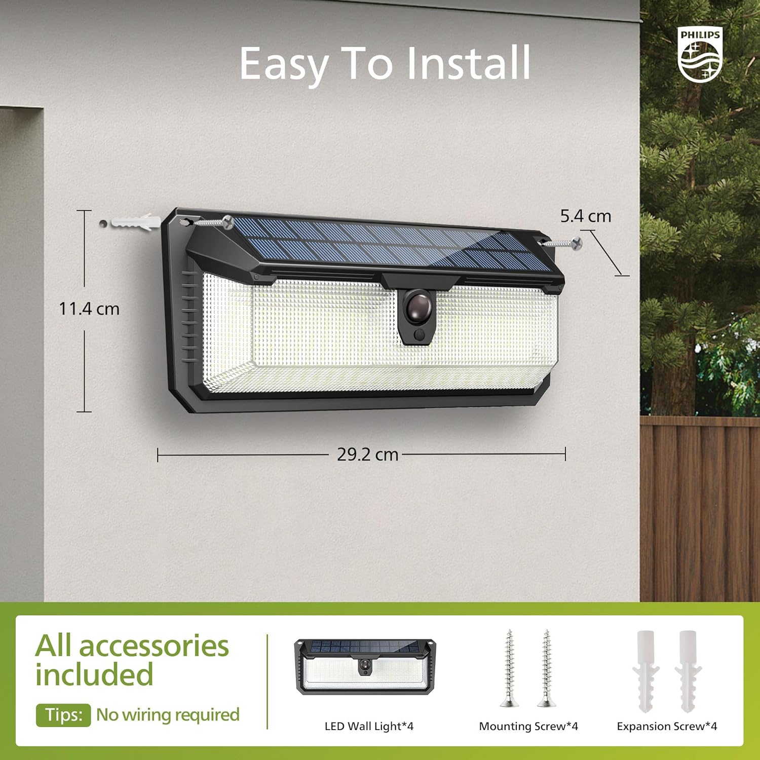 Thumbnail 2 de Philips solar motion sensor outdoor lights with 258 LEDs, 3 lighting modes and PIR detection