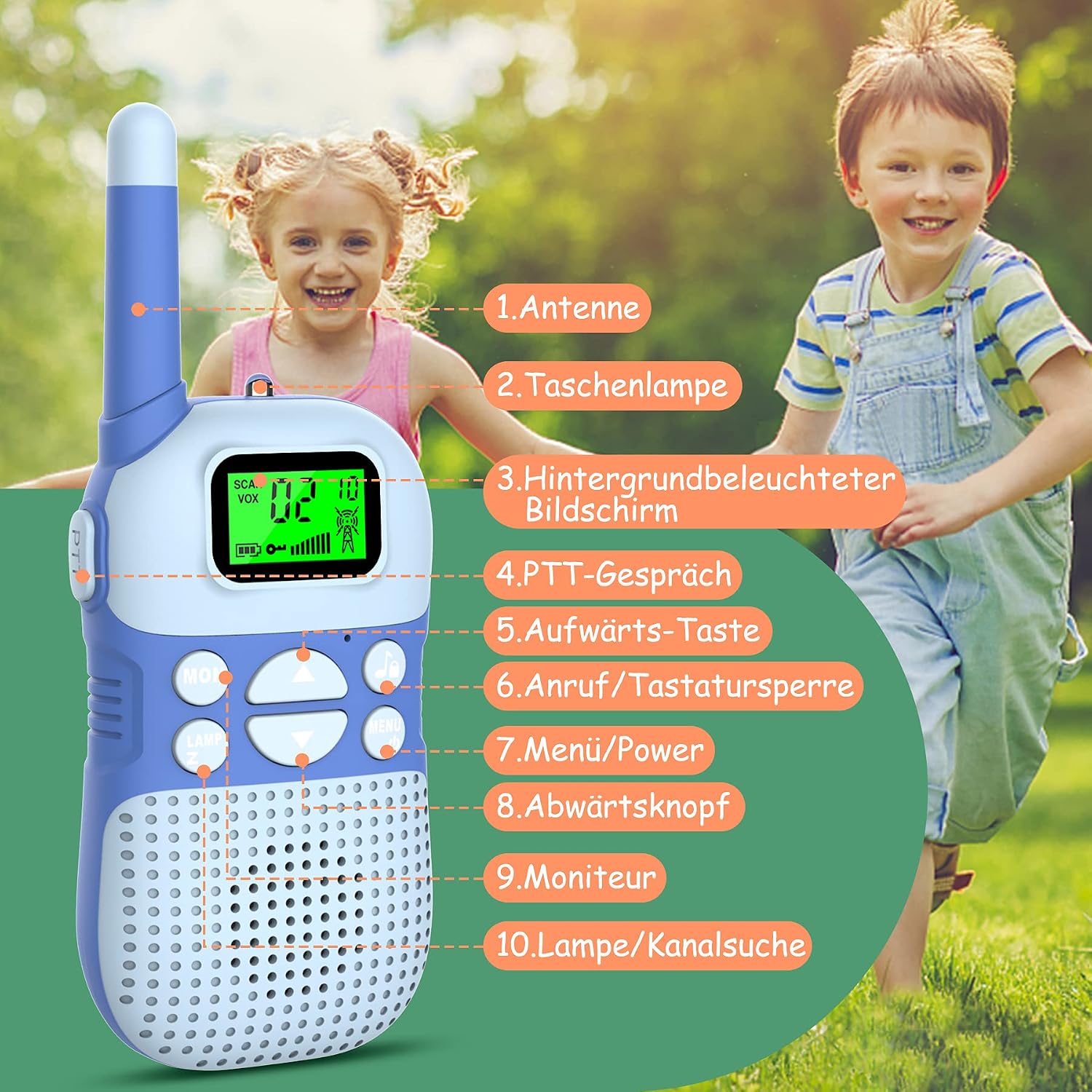 Thumbnail 6 de Kidsfun Walkie Talkie Kinder – USB wiederaufladbar, 3 Meilen Reichweite, Taschenlampe, ab 3 Jahren