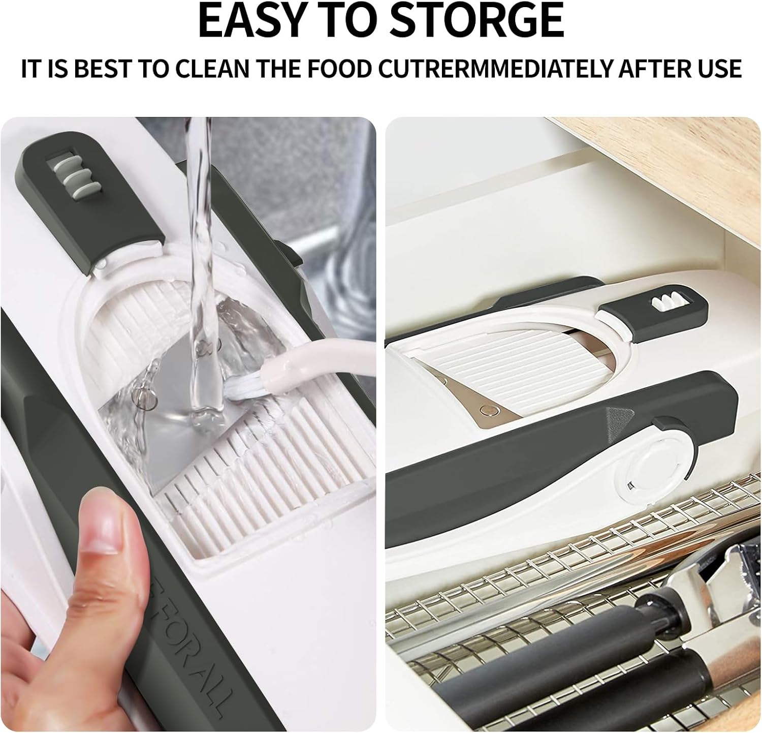 Thumbnail 5 de ONCE FOR ALL Upgrade Safe Mandoline Slicer Plus: Adjustable Dark Gray Vegetable Slicer