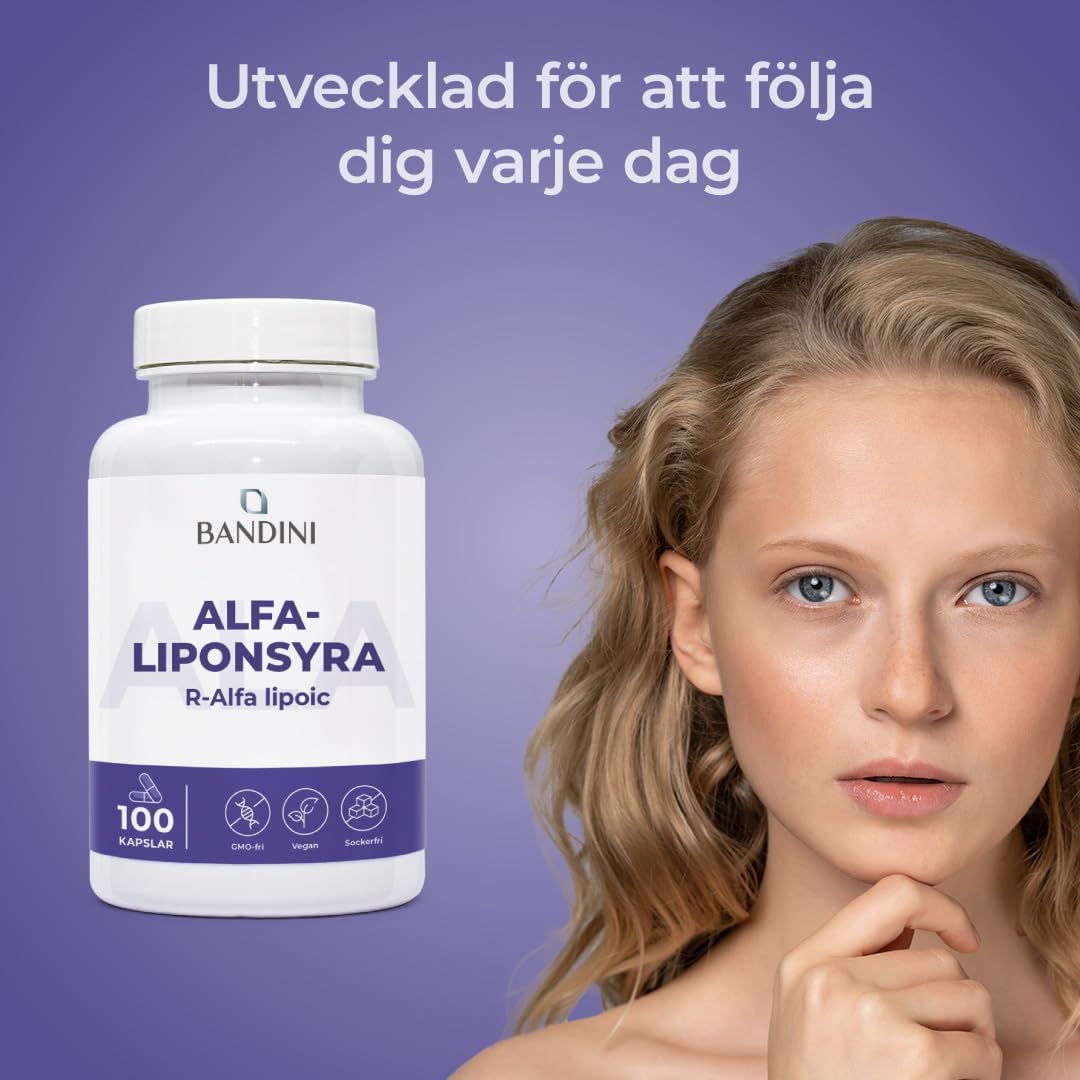 Detalle de BANDINI ALA alfaliponsyra 200 mg, 100 veganska kapslar