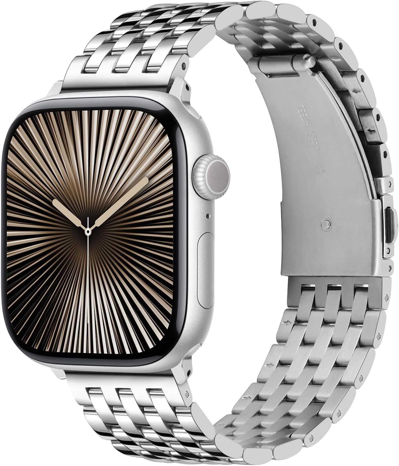 Detalle de Tasikar stainless steel metal watch strap for Apple Watch (42mm/41mm/40mm/38mm) – Silver
