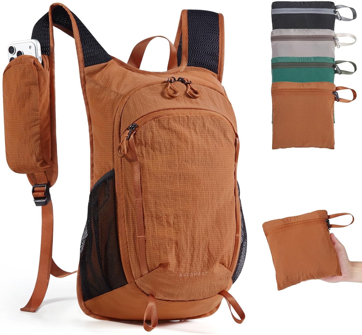 Detalle de BAGSMART Packable Hiking Backpack with Water-Resistant Nylon and Phone Pocket