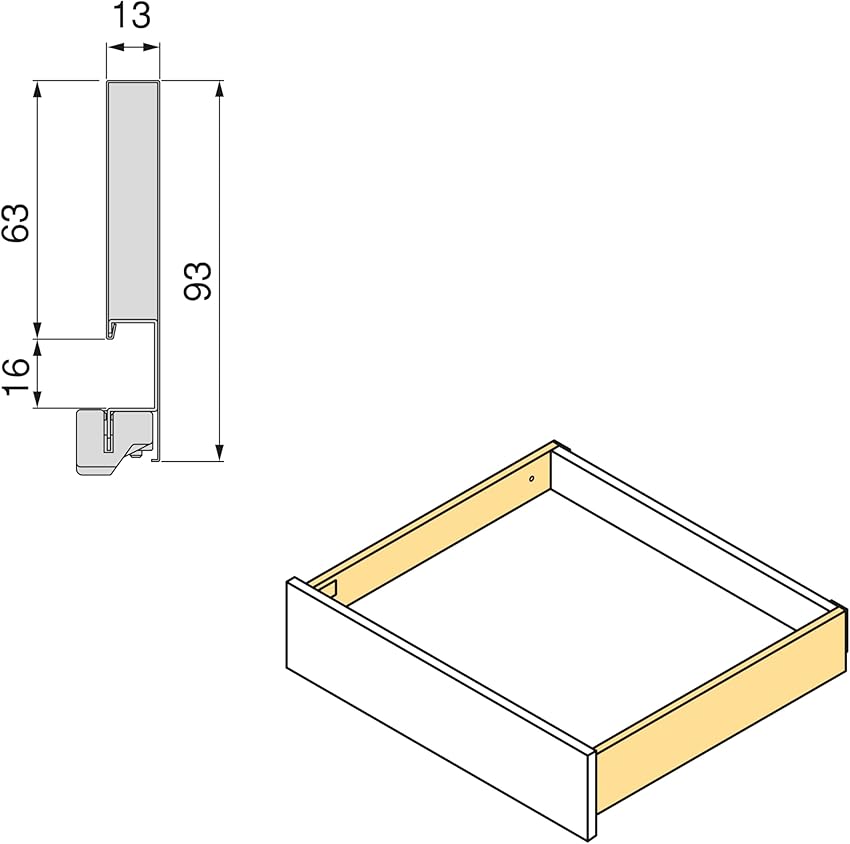 Detalle 2 de Emuca Kit cajón regulación 3D 93 mm, 40 Kg