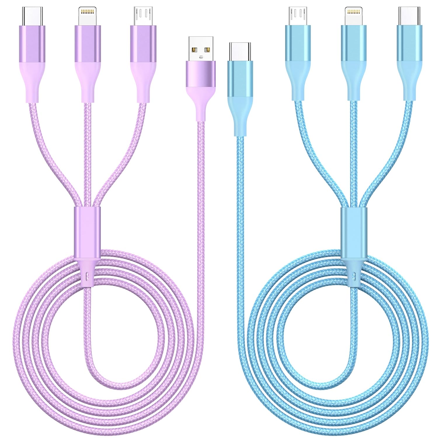 Thumbnail 6 de ShSiXin 3-in-1 Multi Charging Cable (USB-C / Micro USB / MFi Lightning) 2-Pack, Travel & Car Charger Cord